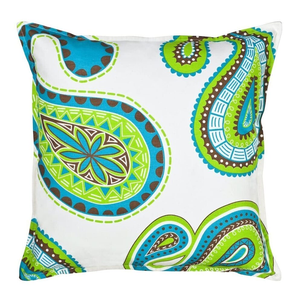 3970 20 in. Square Cotton Decorative Throw Pillow, 20"x20", Blue Green